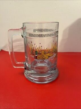 Vintage- Princess House Ducks Heavy Glass Mug Beer Stein 5.25” H